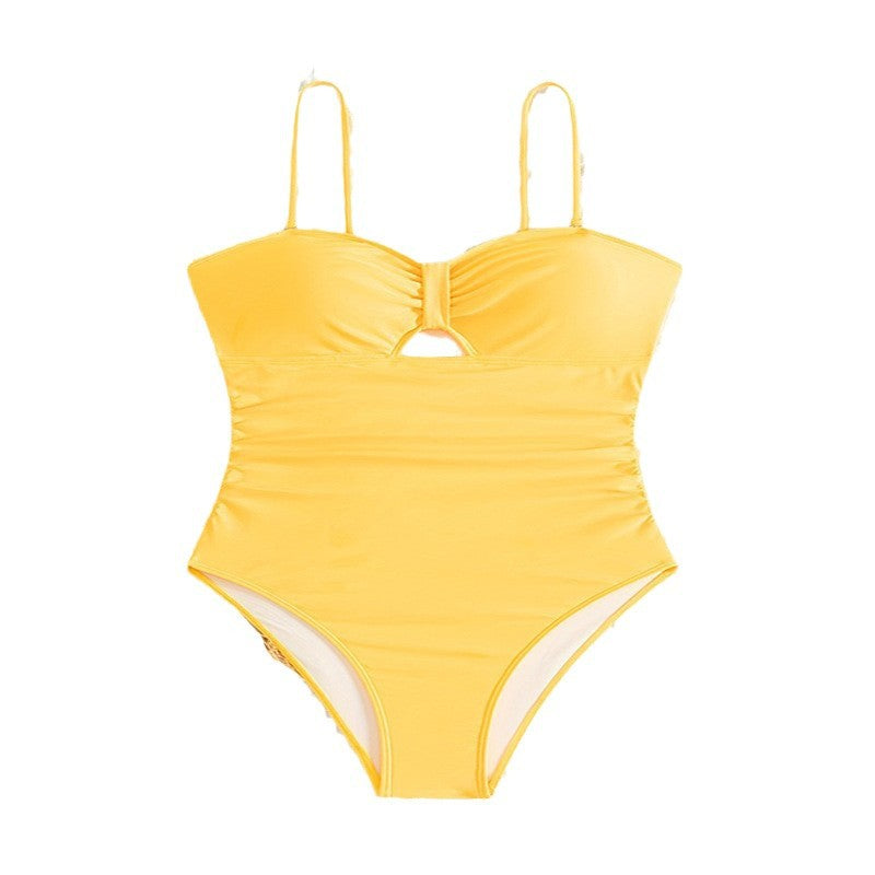 Korean Solid Color One Piece Swimsuit Women High Grade Belly Covering Sexy Bikini Beach Swimsuit Bella Mia